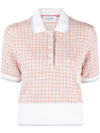 Checked Tweed Shrunken Short Sleeve Polo Pink - THOM BROWNE - BALAAN 1