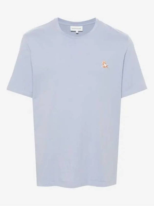 Chillax Fox Patch Regular Short Sleeve T-Shirt Blue - MAISON KITSUNE - BALAAN 2