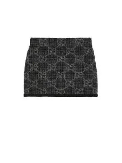 Women's GG Monogram Tweed A-Line Skirt Dark Grey - GUCCI - BALAAN 2