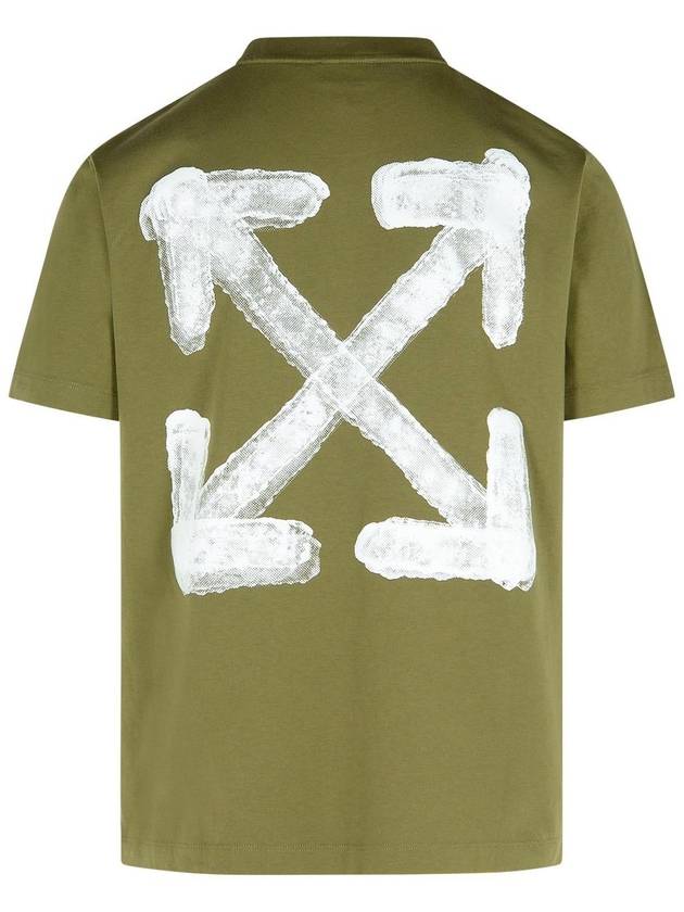 'Spray Arrow' Green Crewneck T-Shirt With Logo Lettering On The Front And Maxi Logo Print On The Rear In Cotton Man - OFF WHITE - BALAAN 3