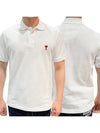 Heart Logo Polo Shirt White - AMI - BALAAN 2