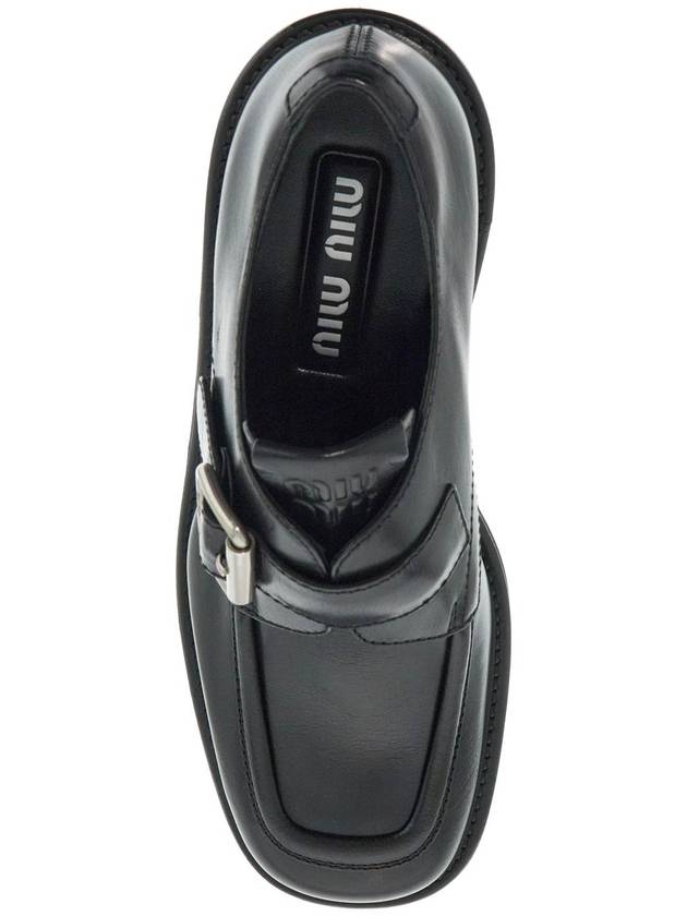 Leather Brogue Loafers Black - MIU MIU - BALAAN 3