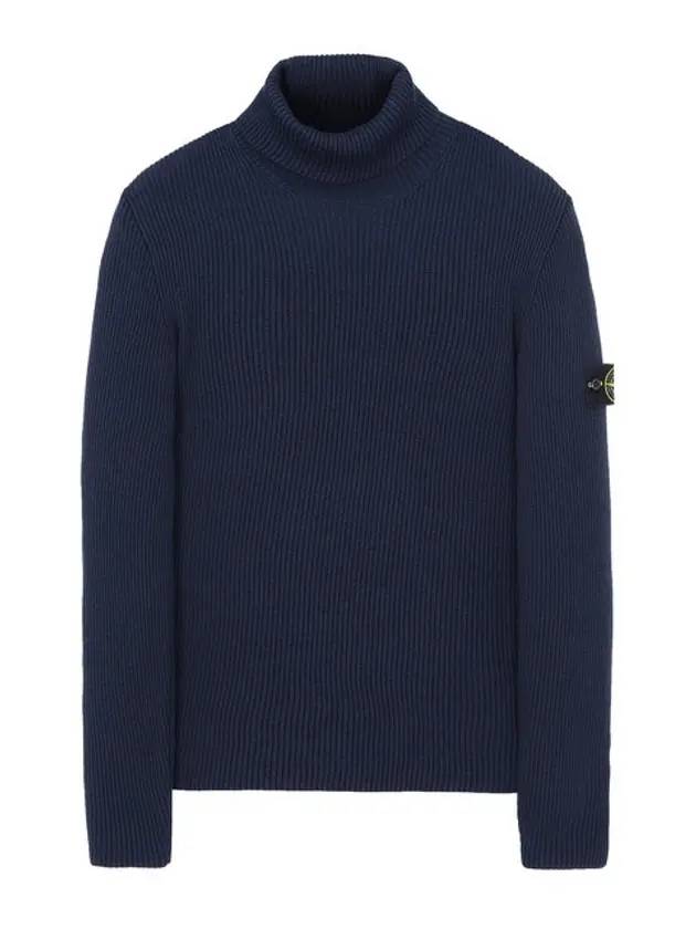 Logo Patch Wool Knit Turtleneck Marine Blue - STONE ISLAND - BALAAN 1