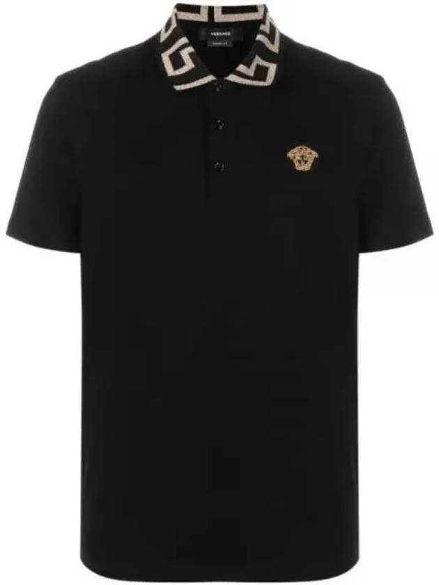 Men's Medusa Greca Short Sleeve Polo Shirt Black - VERSACE - BALAAN 2