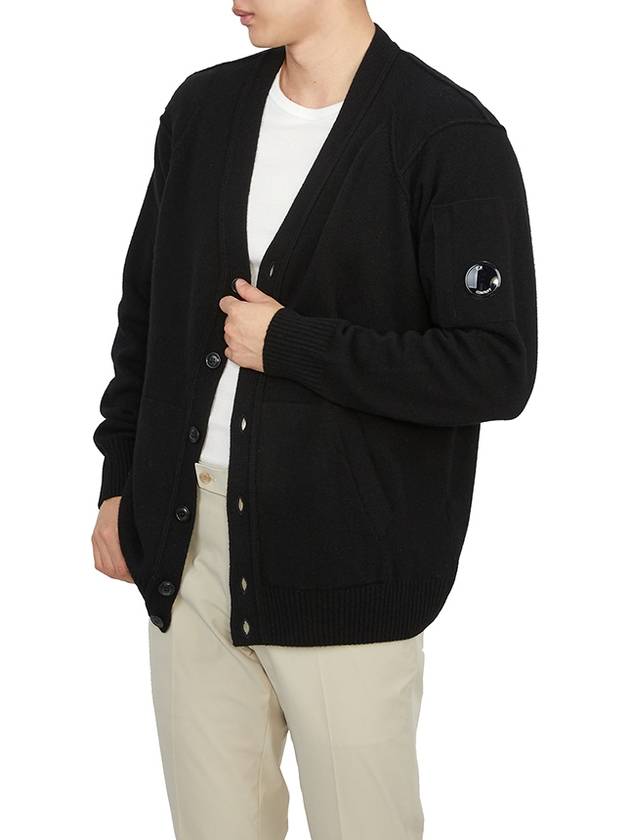 Lambswool GRS Buttoned Cardigan Black - CP COMPANY - BALAAN 5