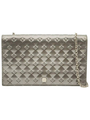 Gray patent leather silver small cross bag 8M0295 - FENDI - BALAAN 1