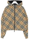 Crop Reversible Check Hooded Jacket Sand - BURBERRY - BALAAN 4