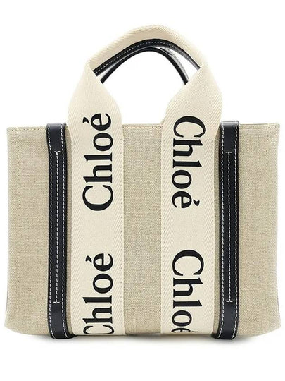 Woody Small Canvas Tote Bag Navy Beige - CHLOE - BALAAN 2