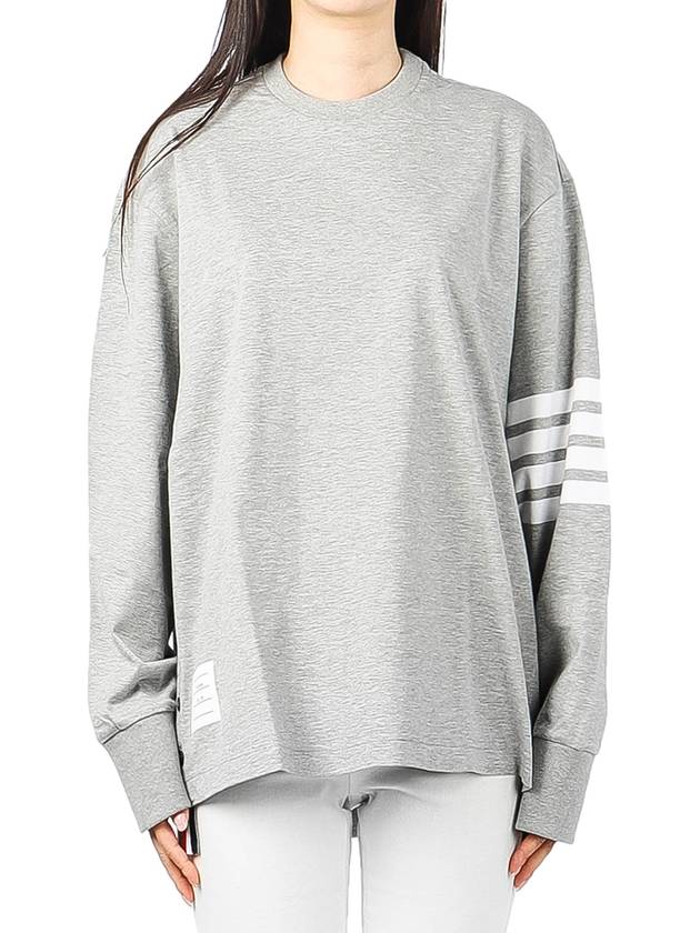 Engineered 4 Bar Medium Weight Jersey Oversized Long Sleeved T-Shirt Light Grey - THOM BROWNE - BALAAN 2