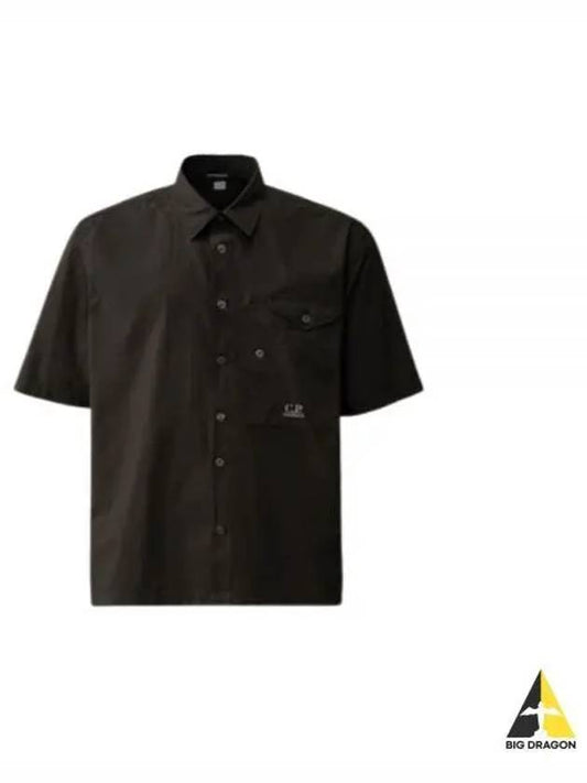 Cotton Popeline Short Sleeve Shirt Black - CP COMPANY - BALAAN 2