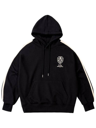 Sporty Embroidered Track Balloon Hoodie Black - MOO - BALAAN 2