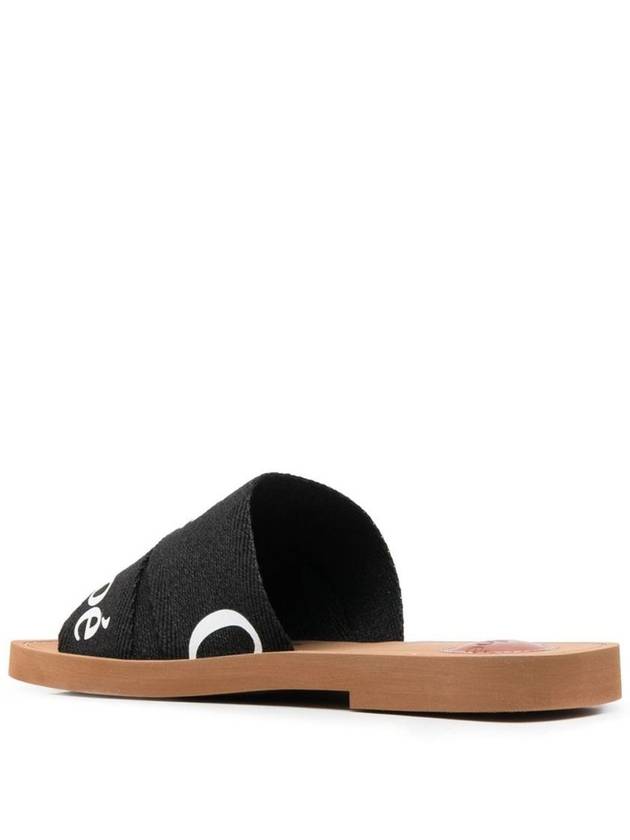 Woody Logo Flat Mule Slippers Black - CHLOE - BALAAN 4