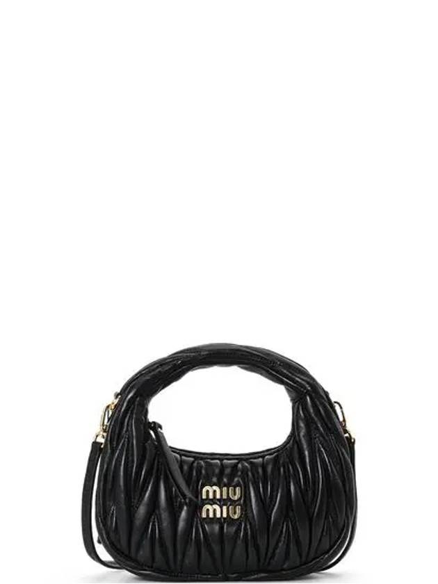 Wander Matelasse Nappa Leather Hobo Mini Bag Black - MIU MIU - BALAAN 2