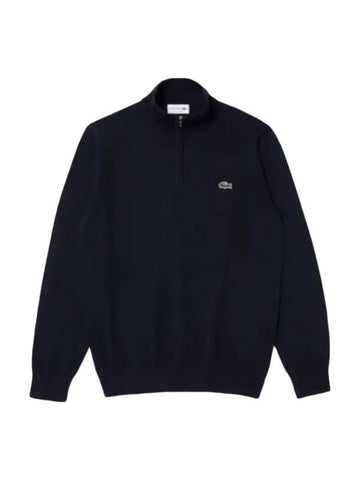 Organic Cotton Quarter Zip Knit Top Navy - LACOSTE - BALAAN 1