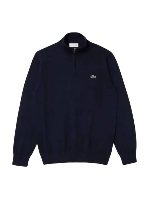 Organic Cotton Quarter Zip Knit Top Navy - LACOSTE - BALAAN 1