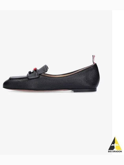 Women's Pebble Grain Leather Flexible Leather Sole 3 Bow Loafer Black - THOM BROWNE - BALAAN 2