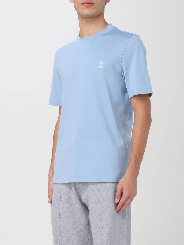 Logo Short Sleeve T-shirt Blue - BRUNELLO CUCINELLI - BALAAN 3