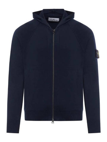 Wappen Padded Zipper Hooded Cotton Cardigan Navy - STONE ISLAND - BALAAN 1