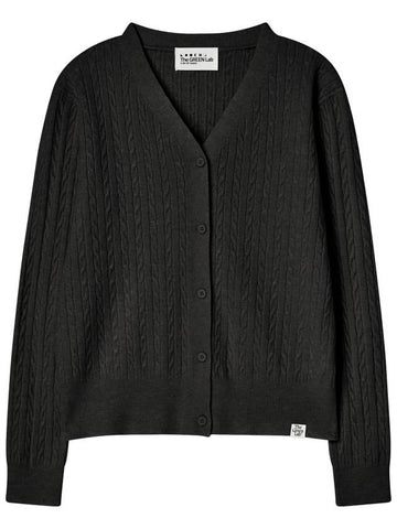 V neck cable knit cardigan black - THE GREEN LAB - BALAAN 1