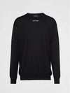 Logo Intarsia Crew Neck Sweatshirt Black - PRADA - BALAAN 2