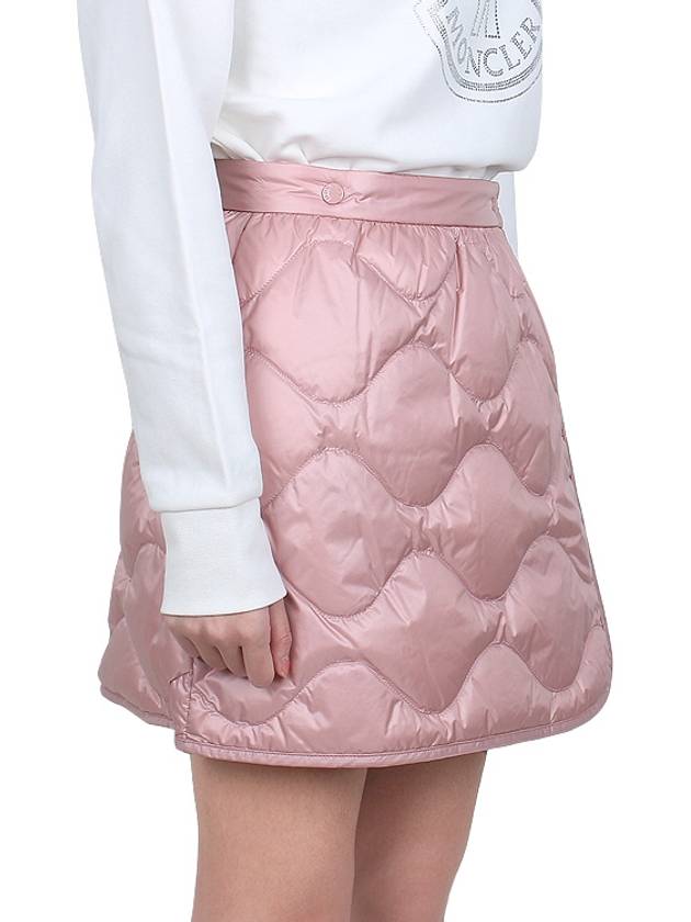 Women's Logo Patch Quilted A-Line Skirt Pink - MONCLER - 4