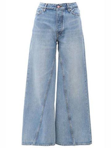 diagonal wide light blue pants - GANNI - BALAAN 1