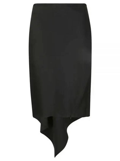 Virgin Wool Scarf Hem Short A-Line Skirt Black - HELMUT LANG - BALAAN 2