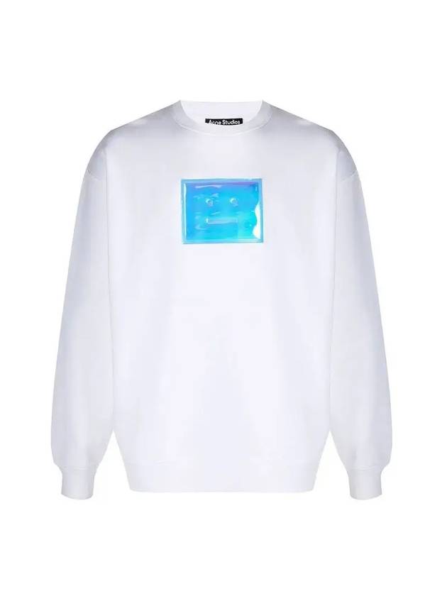 Metallic Face Patch Overfit Sweatshirt White - ACNE STUDIOS - BALAAN 1