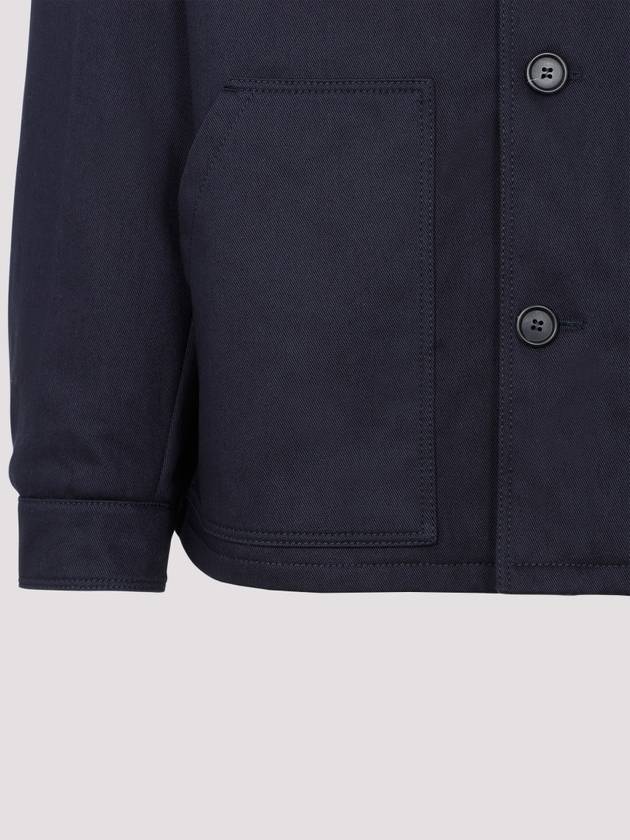 Triangle Logo Shearling Collar Jacket Navy - PRADA - BALAAN 5