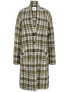 Gabriel Check Wool Blend Single Coat Khaki - ISABEL MARANT ETOILE - BALAAN 2