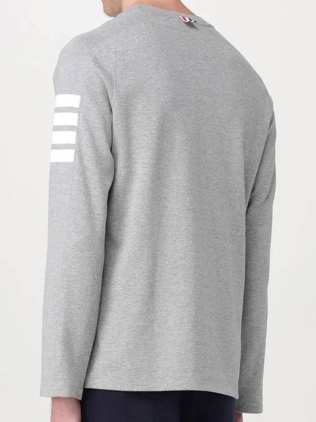 4-Bar Striped Cotton Long Sleeve T-Shirt Light Grey - THOM BROWNE - BALAAN 5