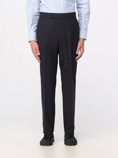 Diagonal Plain Weave Classic Wool Slacks Navy - THOM BROWNE - BALAAN 2