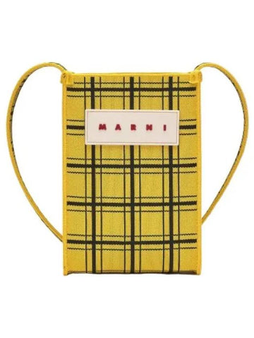 Mini Jacquard Check Shoulder Bag Yellow Black - MARNI - BALAAN 1