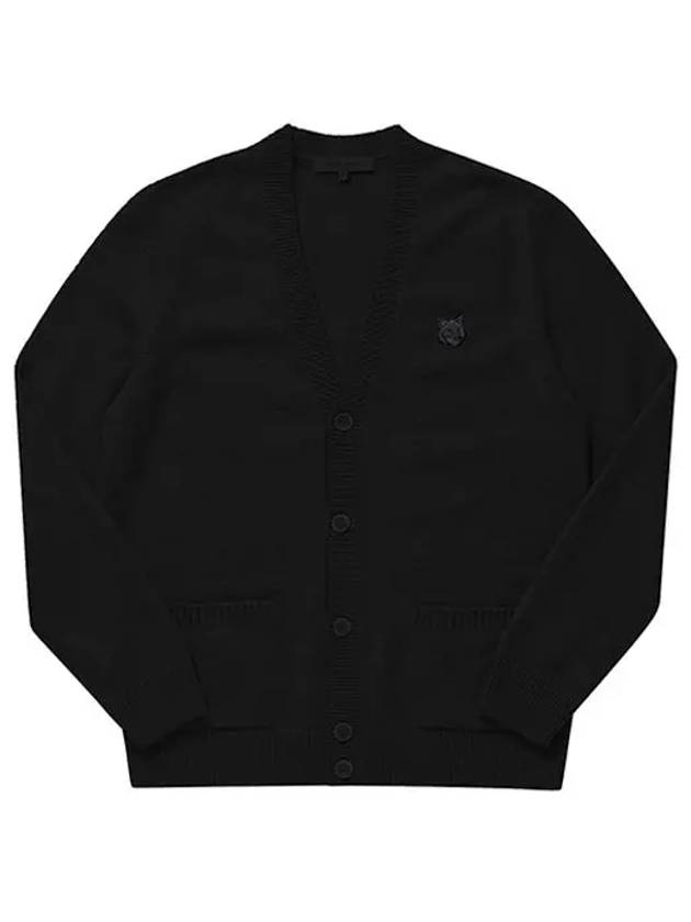 Bold Fox Head Patch Regular Lambswool Cardigan Black - MAISON KITSUNE - BALAAN 2