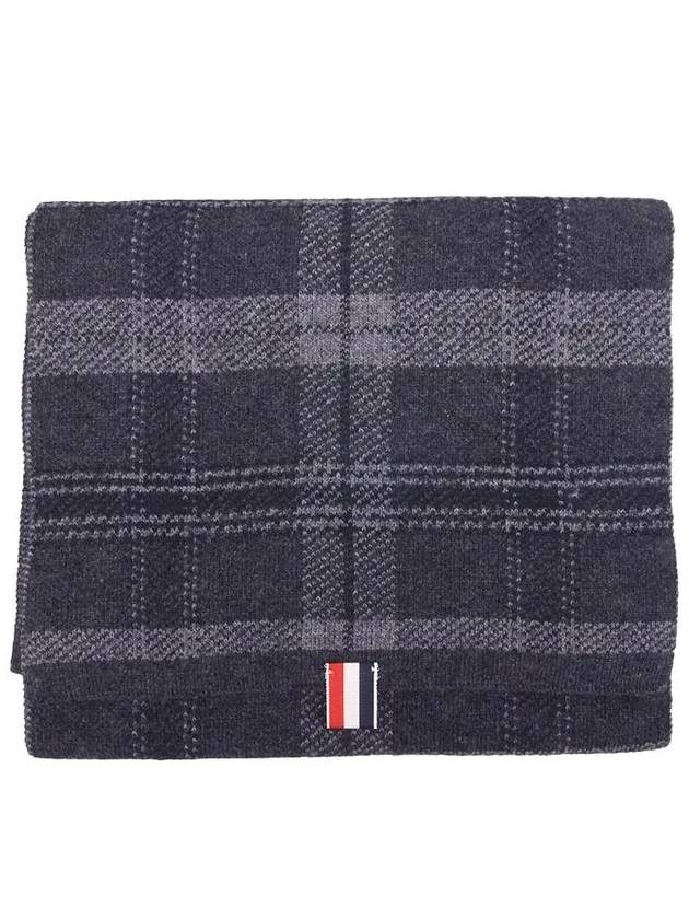 Tartan Check Scarf Dark Grey - THOM BROWNE - BALAAN 4