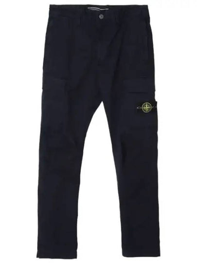 Stretch Cotton Gabardine Garment Dyed Cargo Straight Pants Navy - STONE ISLAND - BALAAN 2