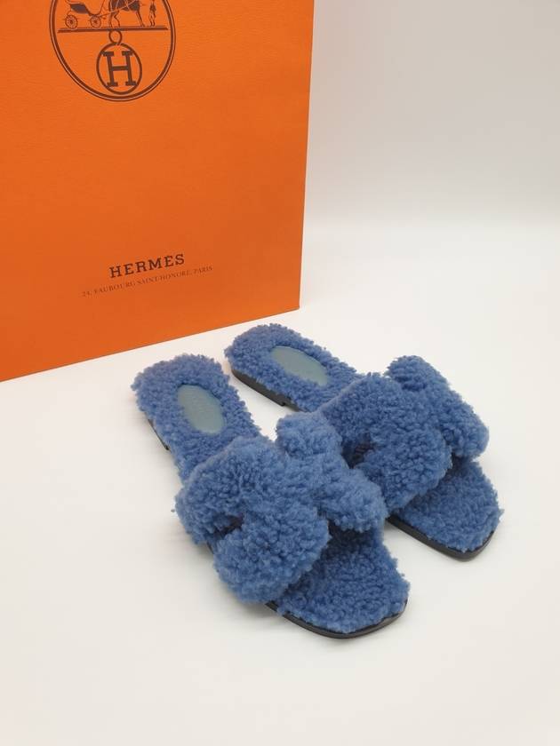 Oran Shearing Sandals Indigo - HERMES - BALAAN 4