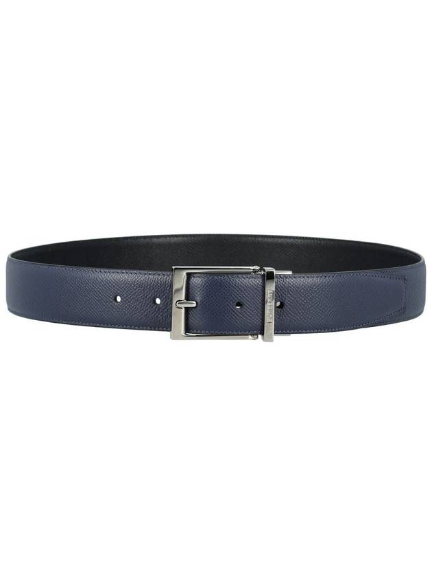 Reversible Grainy Leather Belt Navy Black - BURBERRY - BALAAN 3