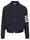 Diagonal Striped Knit Rib Blouson Bomber Jacket Navy - THOM BROWNE - BALAAN 2