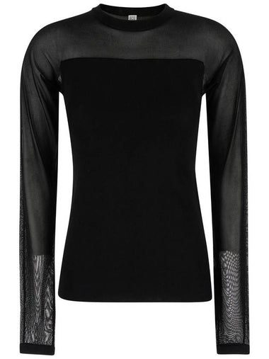 Black Semi Sheer Evening Top In Viscose Woman - TOTEME - BALAAN 1