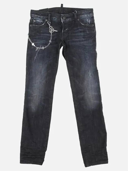 14FW Cross Chain Black Skinny Crop Jeans S75LA0522 900 - DSQUARED2 - BALAAN 1