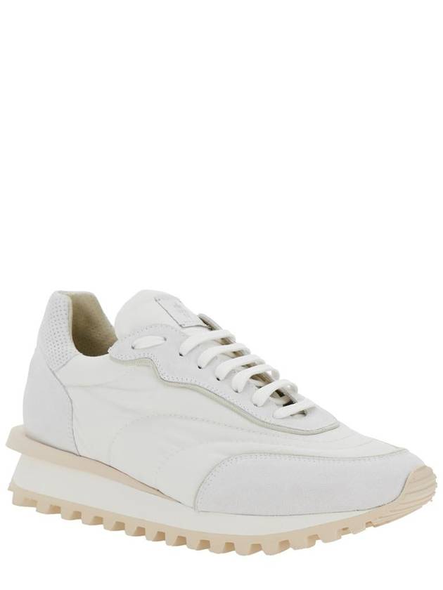 White Sneakers With Logo On The Tongue In Suede And Tech Fabric Blend Man - ELEVENTY MILANO - BALAAN 2