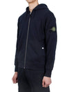 Men's Garment Dyed Malfile Zip Up Hoodie Navy - STONE ISLAND - BALAAN 5