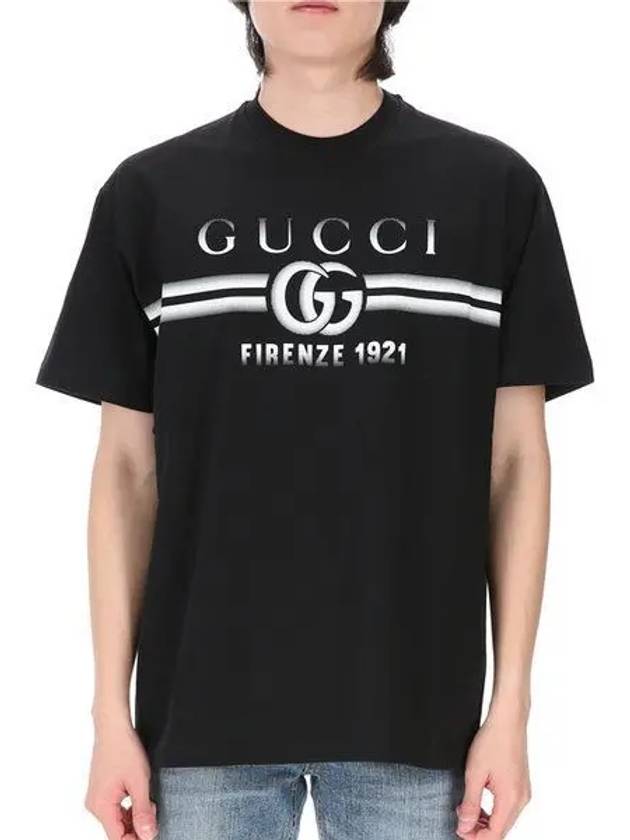 Cotton Print Short Sleeve T-Shirt Black - GUCCI - BALAAN 2