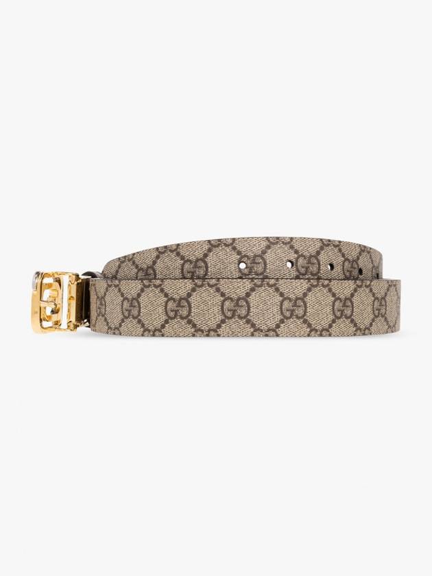 Square Interlocking GG Buckle Leather Belt Beige - GUCCI - BALAAN 4