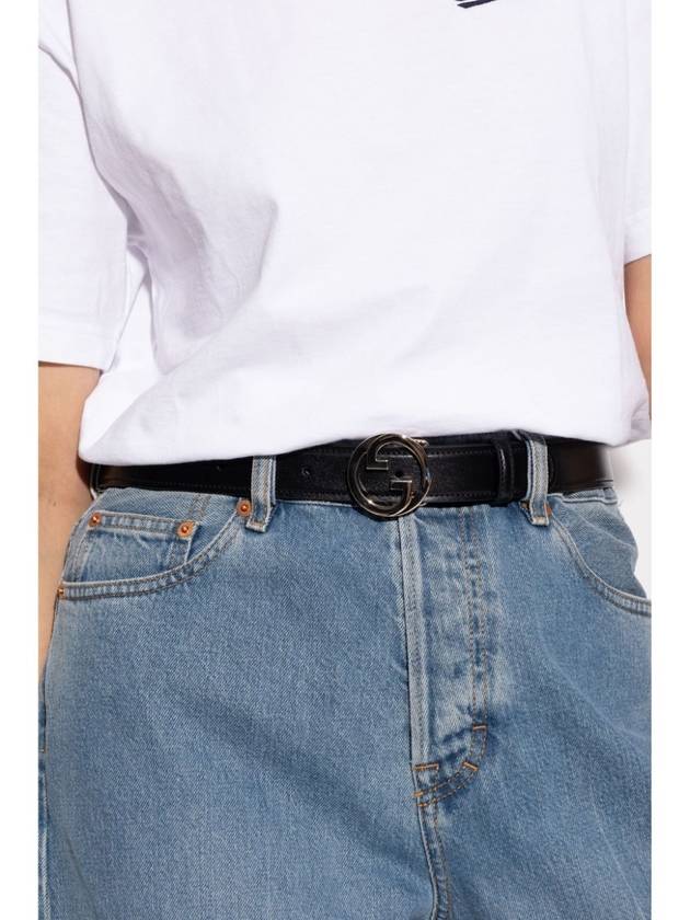 Blondie leather belt black - GUCCI - BALAAN 3