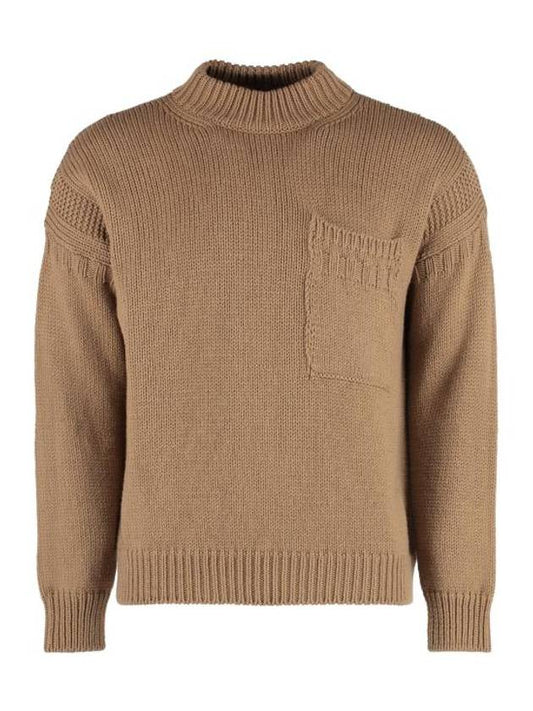 Men's Mock Neck Wool Knit Top Camel - TEN C - BALAAN 1