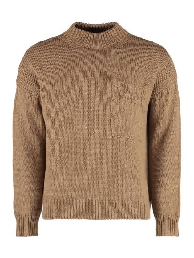 Men's Mock Neck Wool Knit Top Camel - TEN C - BALAAN 1