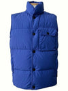 Men's Flap Pocket Button Padded Vest Blue - STONE ISLAND - BALAAN 3