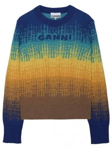 Graphic Wool Pullover Logo Knit Women - GANNI - BALAAN 1